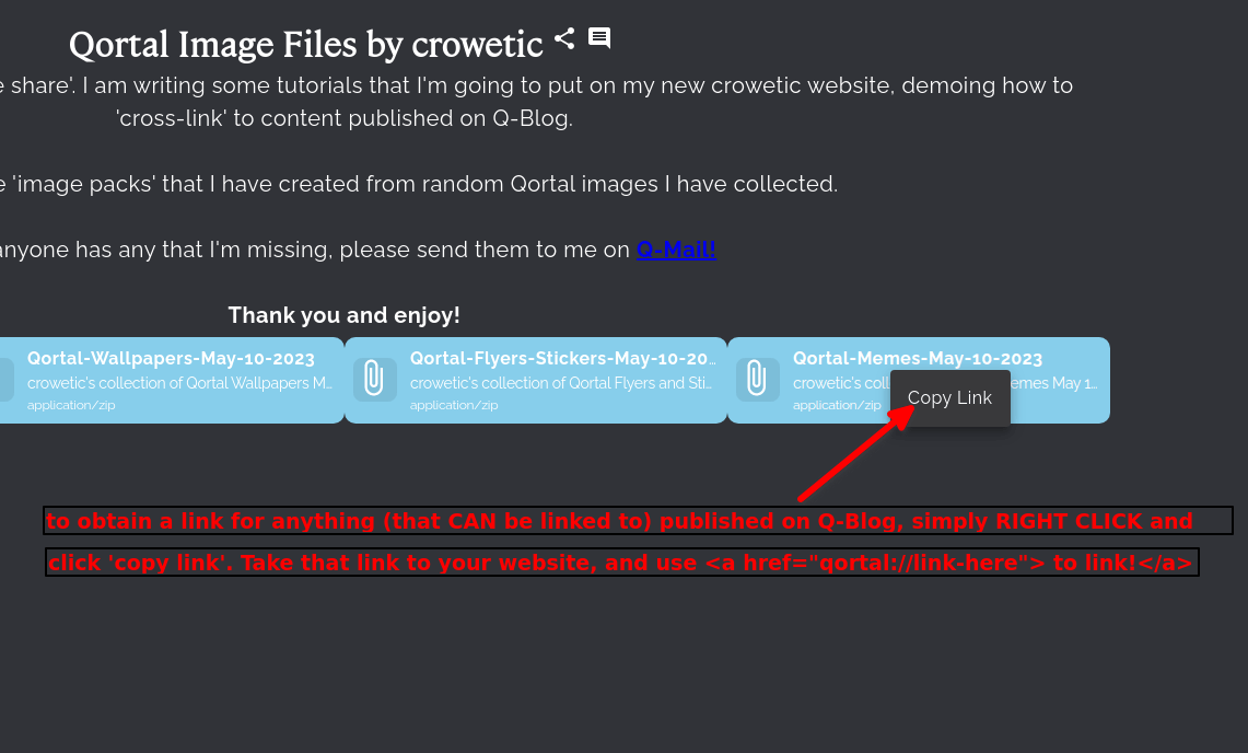 Q-Blog Copying File Links