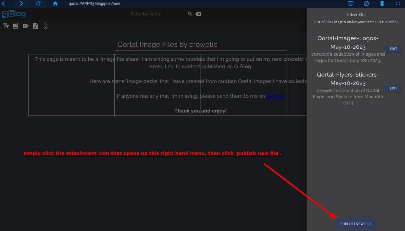 Publishing Files on Q-Blog